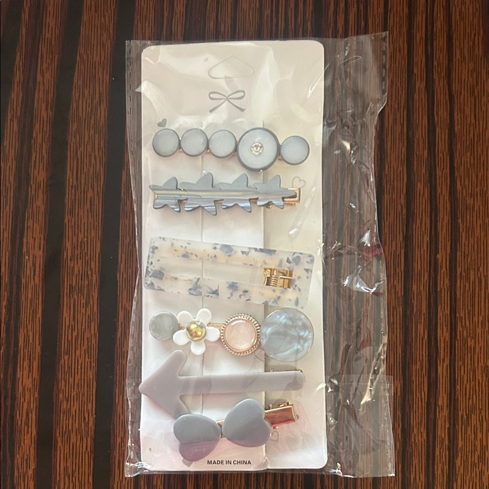 Stylish Kids Hair Clip Set - Blue and Gray